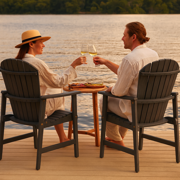 Harbor High Adirondack Duo – Dining-Height Acacia Comfort | Patio Chair Set | Trufairs