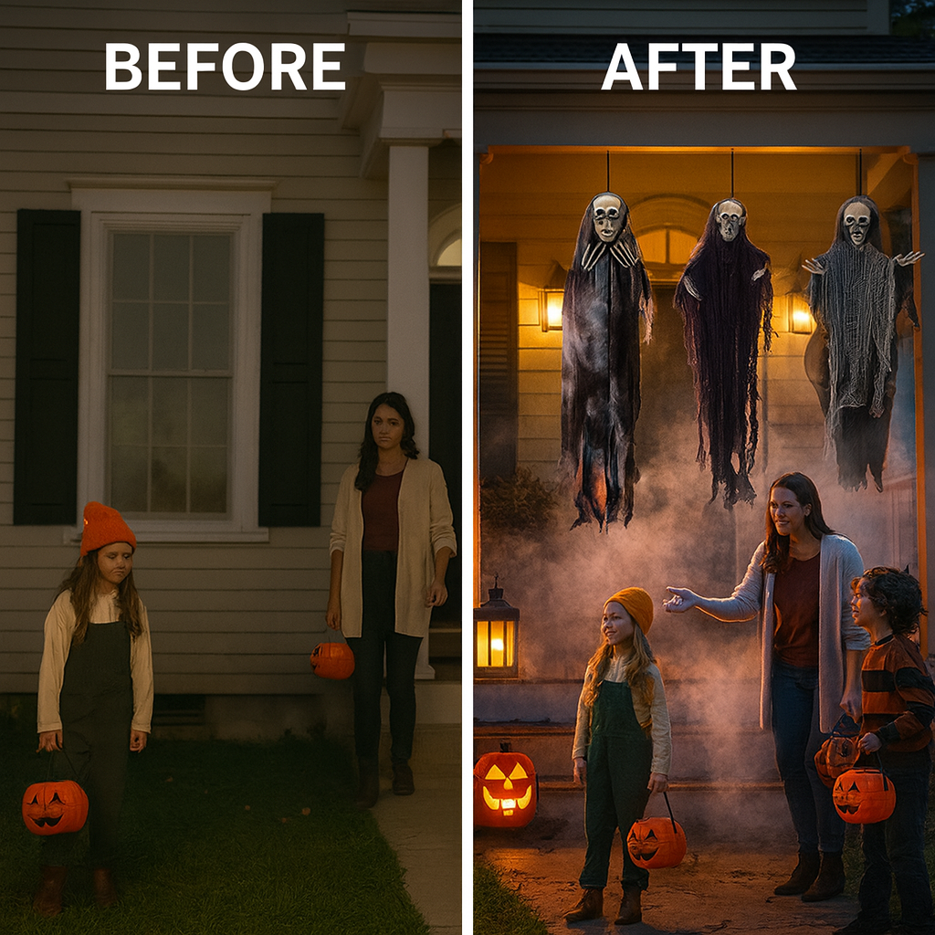 Hanging Halloween Ghost Trio – Grim Reaper Skeleton Set | Outdoor Holiday Décor | Trufairs