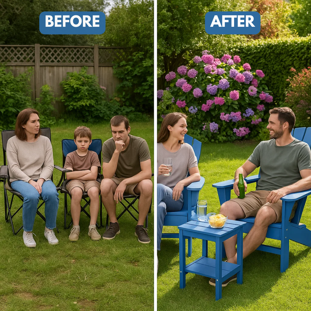 Patio Adirondack Chair with Table (HDPE, Aqua Blue) – Weatherproof Outdoor Lounge Set | Trufairs