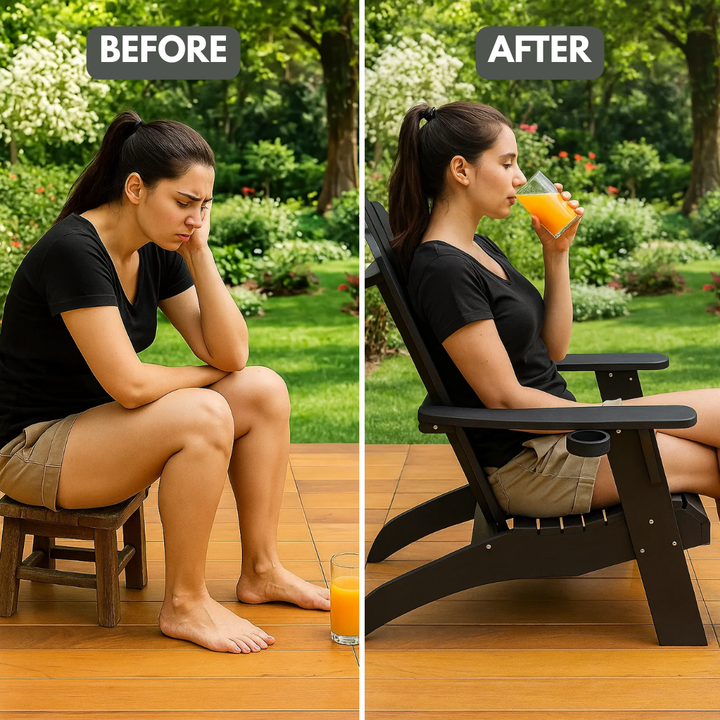Summit-Black Adirondack – Polystyrene Lounge w/ Dual Holders | Outdoor Chair | Trufairs