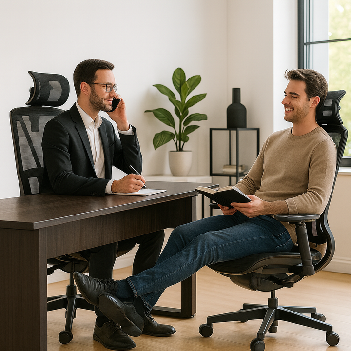 Advanced Mesh Ergonomic Office Chair with Elastic Adaptive Lumbar Support & Footrest – 3D Headrest, ARSS Armrest, 135° Tilt | Executive Computer Chair | Trufairs