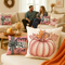 Farmhouse Pink Pumpkin Maple Leaf 18x18in Pillow Cover Set – Autumn Harvest Decor | Cushion Case | Trufairs