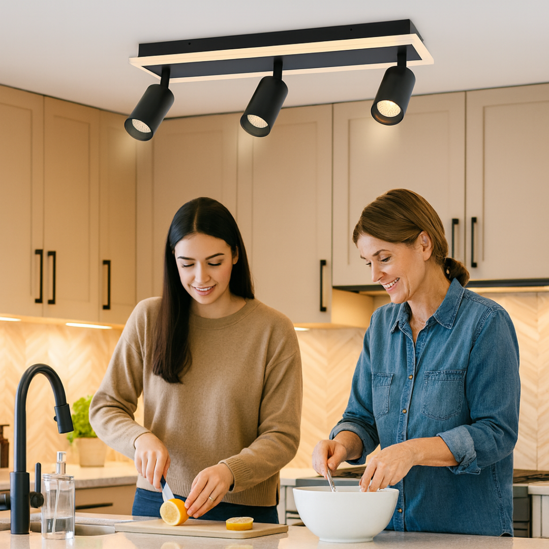 Flexible Black LED Track Spotlights – Directional Multi-Head Fixture | Ceiling & Wall Accent Lighting | Trufairs