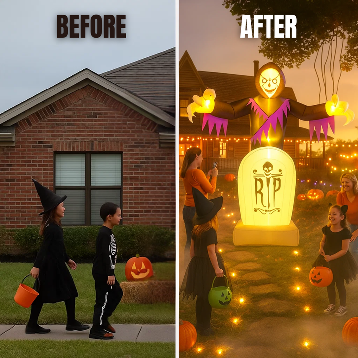 8ft Grim Reaper & Grave LED Inflatable – 3pcs String Light Halloween Display | Yard Decor | Trufairs