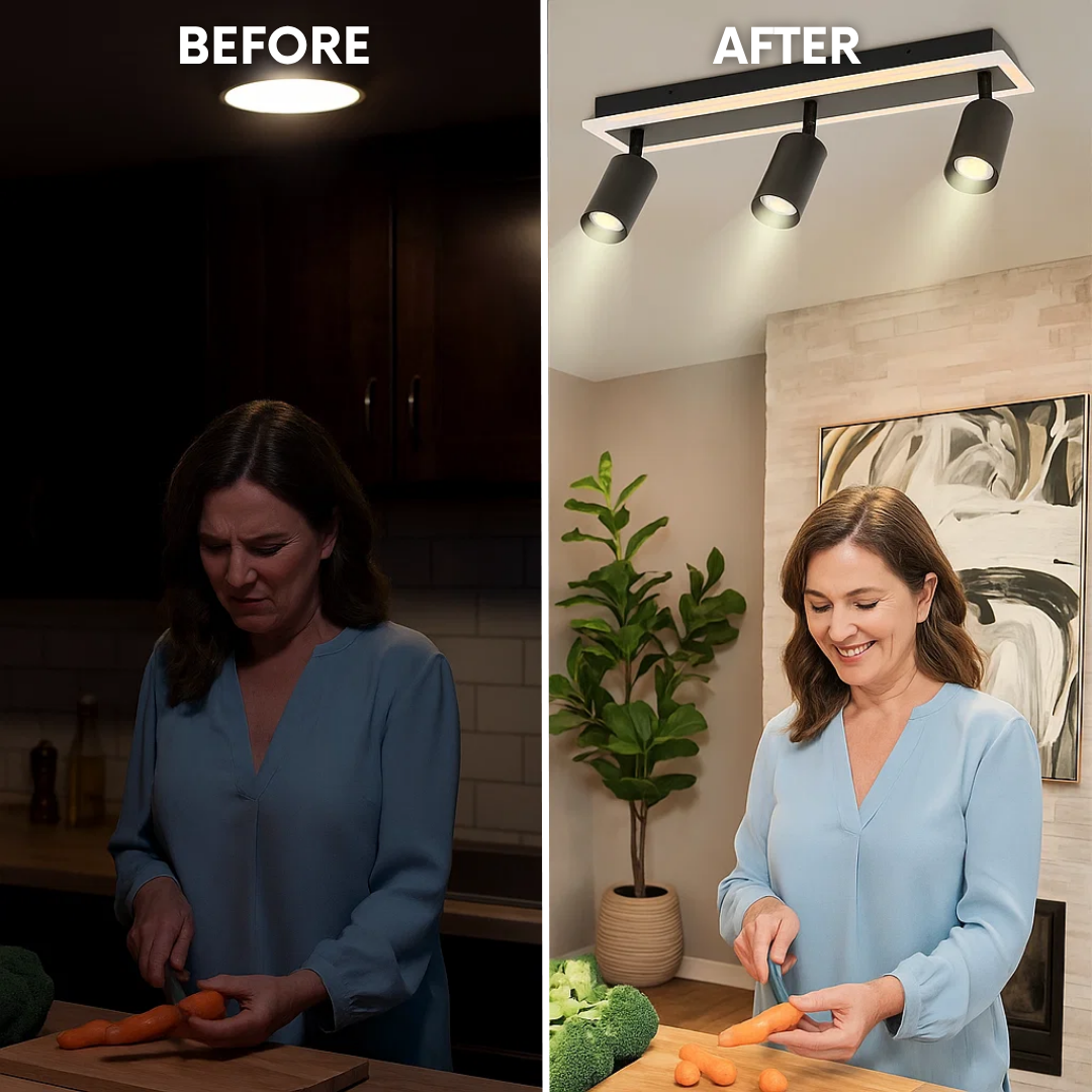 Flexible Black LED Track Spotlights – Directional Multi-Head Fixture | Ceiling & Wall Accent Lighting | Trufairs