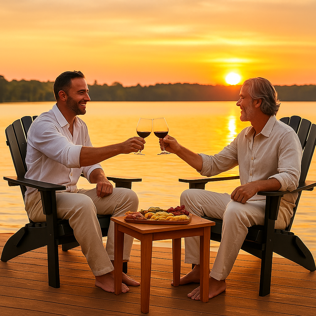Summit-Black Adirondack – Folding HIPS Chair w/ Cup- & Phone-Holders | 300 lb Capacity | Trufairs