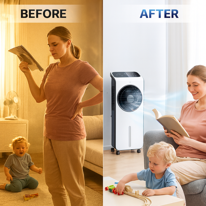 3-in-1 Evaporative Air Cooler – Remote Control with 12H Timer & Ice Packs | Portable Swamp Cooler | Trufairs