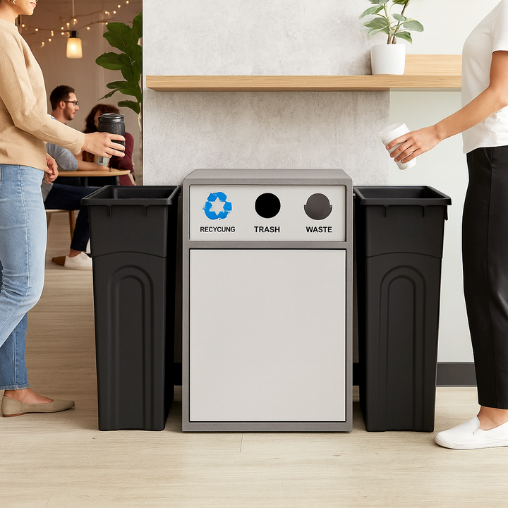 Heavy-Duty Highboy Trash Container – 23-Gallon Tall Black Bin | Slim Indoor Waste Solution | Trufairs