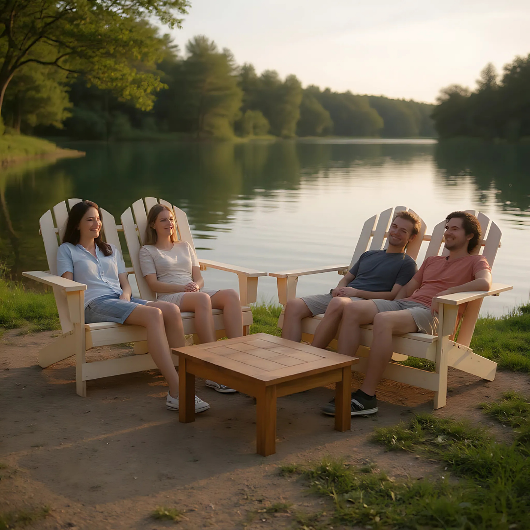 2-Seater Patio Adirondack Chair – Solid Fir Wood, White | Double Outdoor Bench | Trufairs