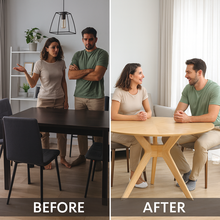 Modern Minimalist Round Dining Table – Natural Wood 47.6" Circle Design | Contemporary Dining Furniture | Trufairs