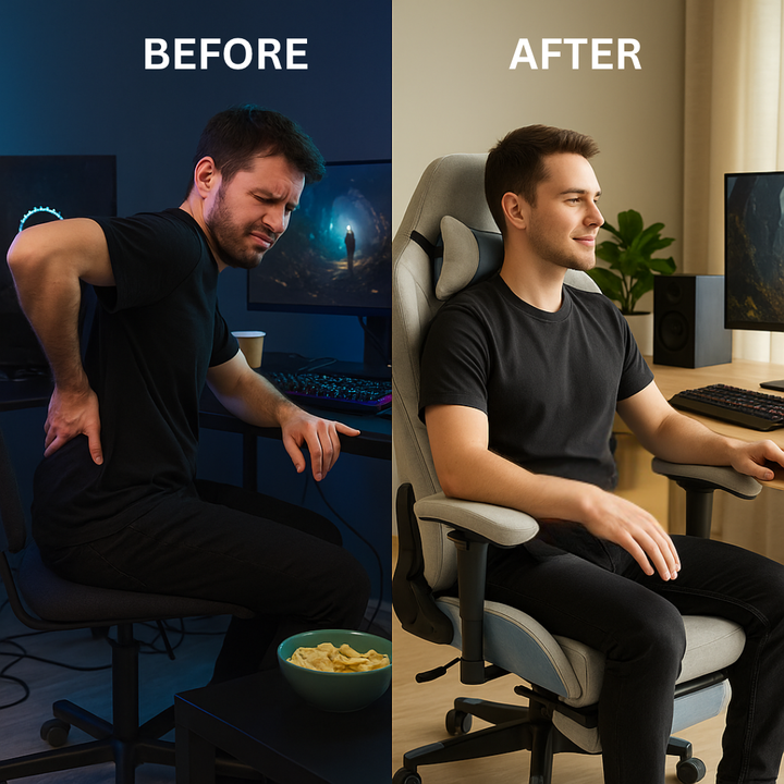 Ergonomic Adjustable Gaming Chair – Headrest & Lumbar Pillow, Height Customization | Office & Gaming Room Desk Chair | Trufairs