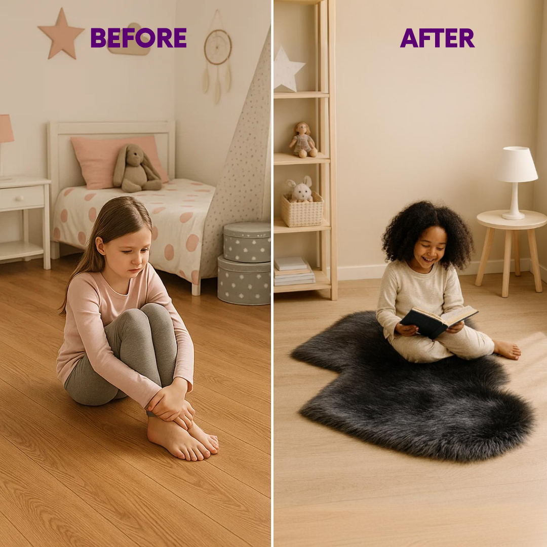 Heart Faux Sheepskin Plush Rug – Soft Cozy Accent for Girls | Bedroom & Home Decor Carpet | Trufairs