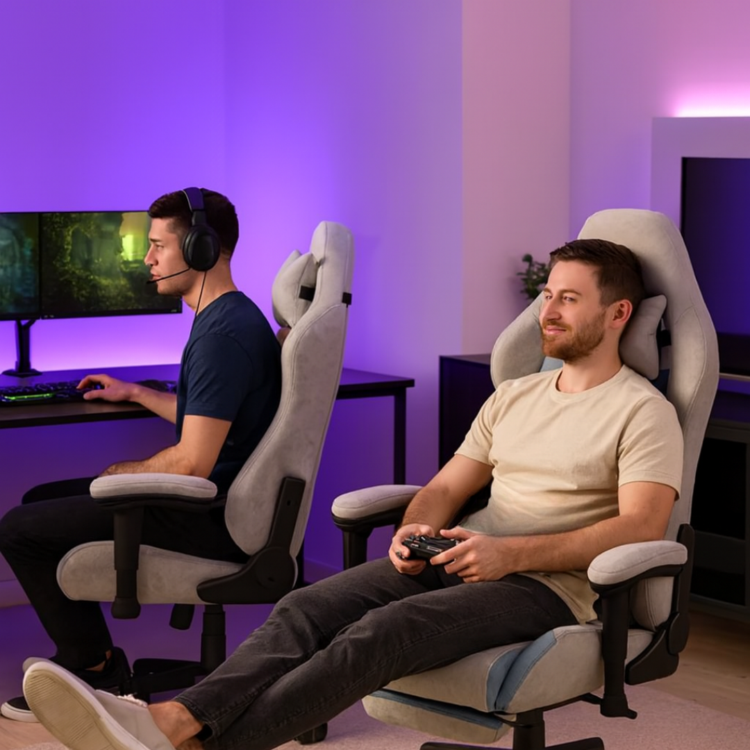 Ergonomic Adjustable Gaming Chair – Headrest & Lumbar Pillow, Height Customization | Office & Gaming Room Desk Chair | Trufairs