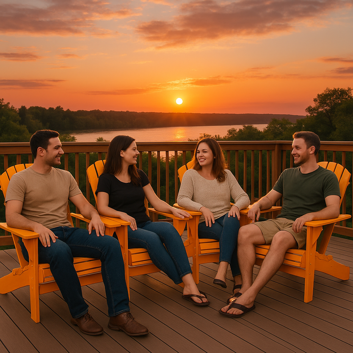 Patio Adirondack Chair – Solid Fir Wood, Orange | Classic Outdoor Lounge | Trufairs