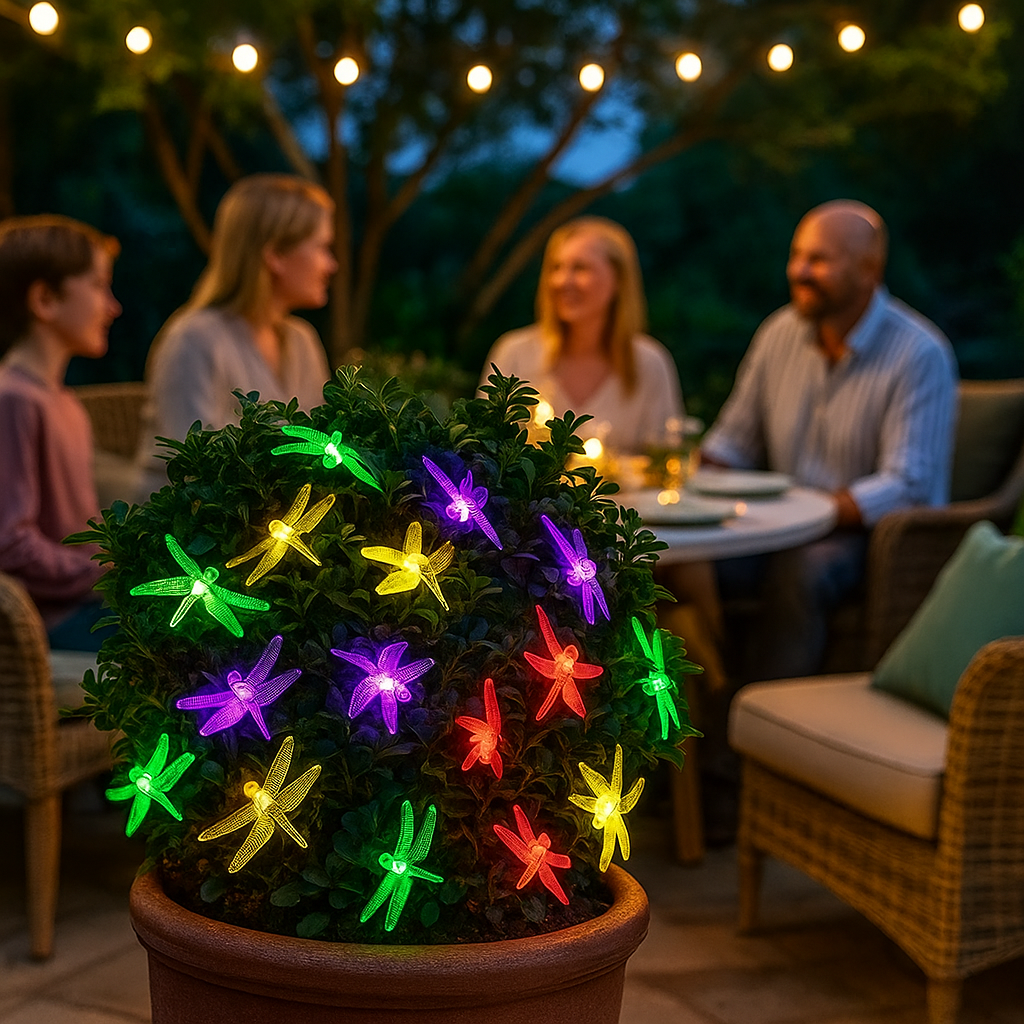 Solar Dragonfly Fairy String Lights – 20 LED Waterproof Outdoor/Indoor Decorative Accent | Garden, Fence, Patio, Party | Trufairs