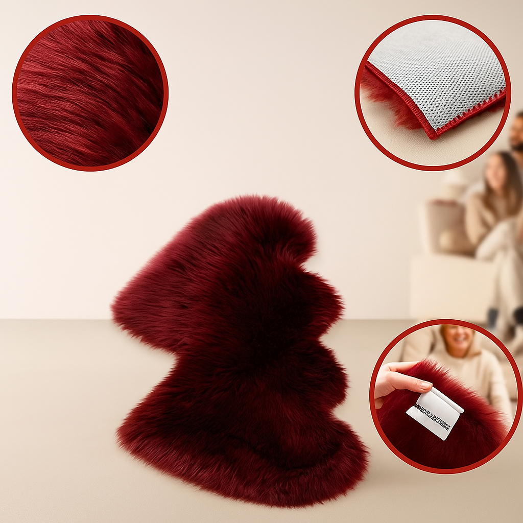 Heart Faux Sheepskin Plush Rug – Soft Cozy Accent for Girls | Bedroom & Home Decor Carpet | Trufairs