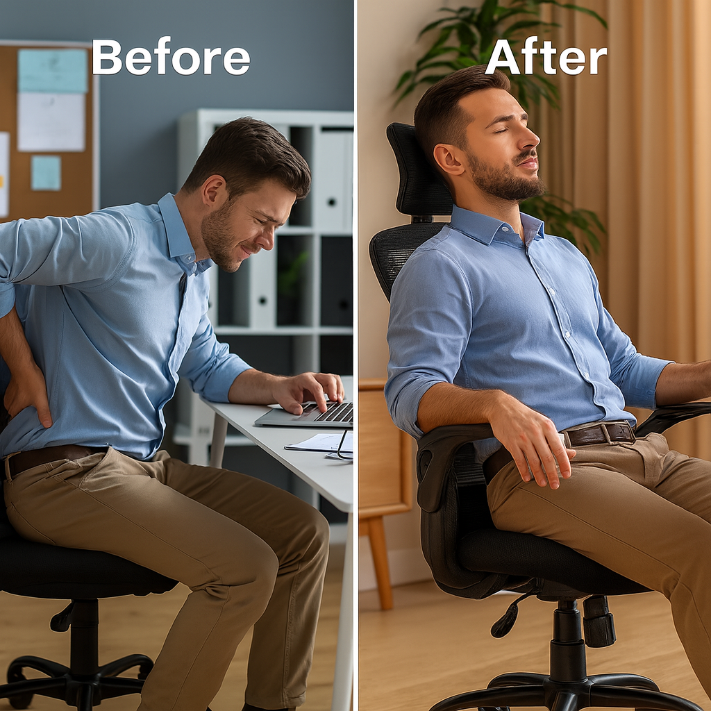 Mesh Ergonomic Office Chair with Flip-Up Arms – Adjustable Headrest & Lumbar Support | Home/Executive Computer Desk Chair | Trufairs