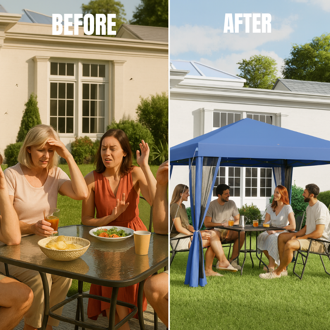 Blue Screened 10x10 Pop-Up Outdoor Canopy – Adjustable Gazebo Tent | Patio Shade | Trufairs