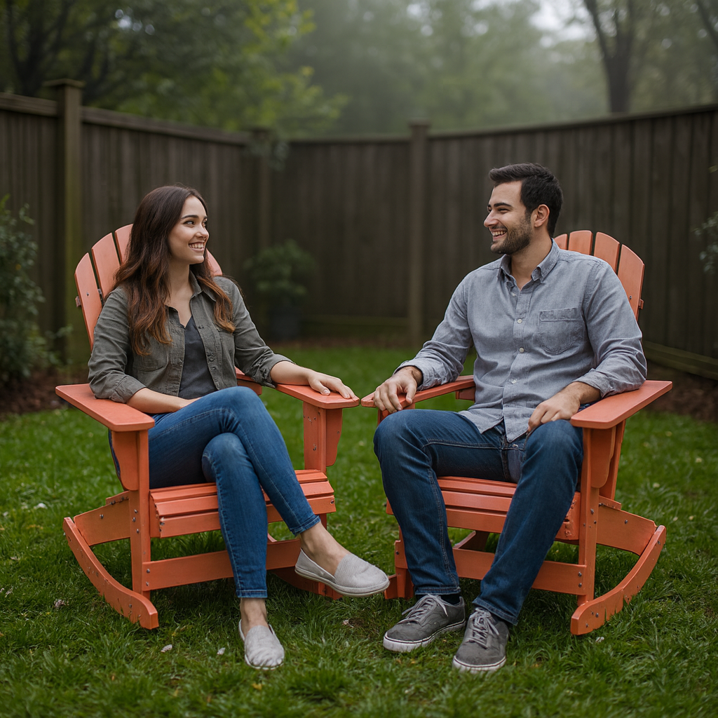 Patio Adirondack Rocking Chair – Solid Fir Wood, Pink | Classic Outdoor Rocker | Trufairs