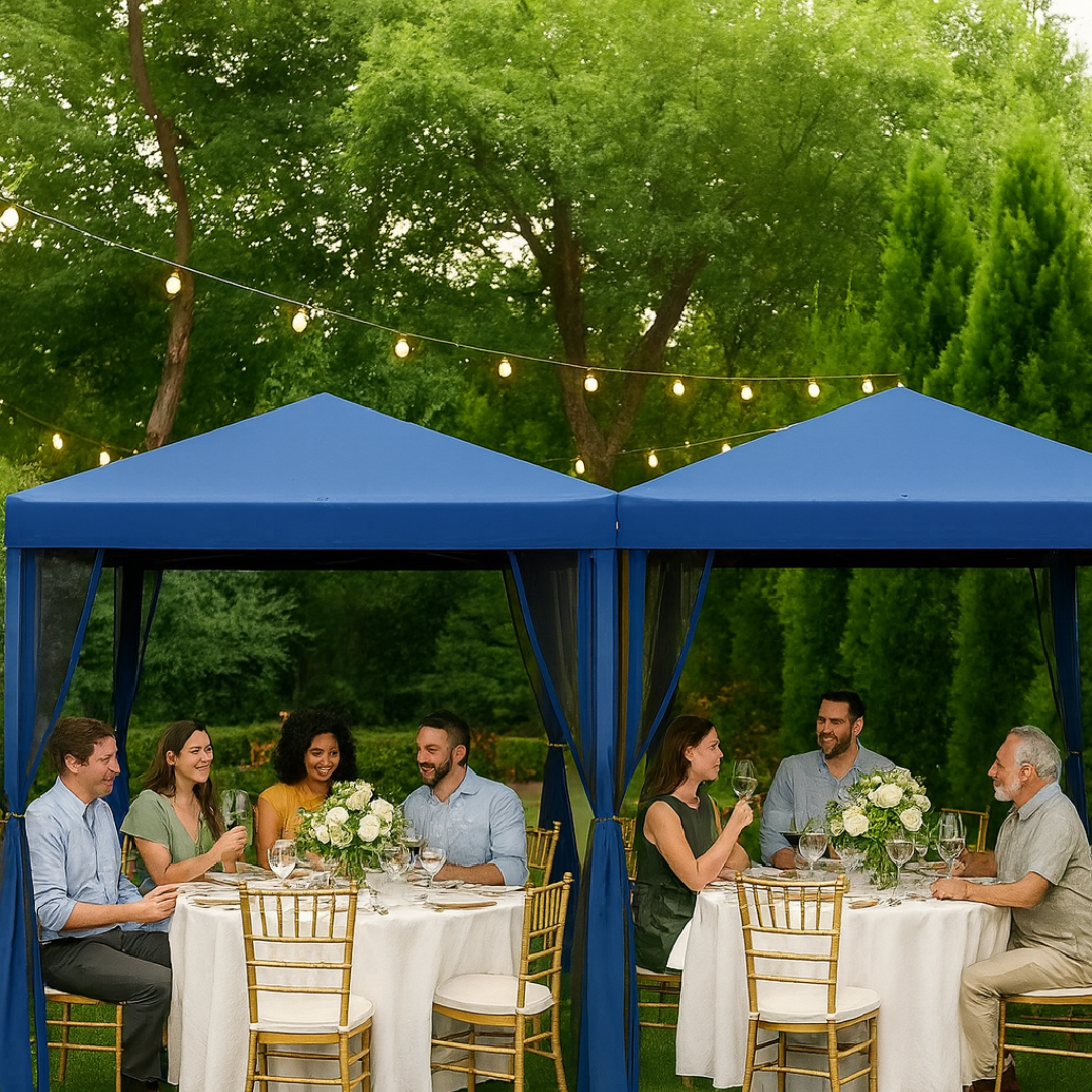 Blue Screened 10x10 Pop-Up Outdoor Canopy – Adjustable Gazebo Tent | Patio Shade | Trufairs
