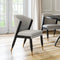 Pula Dining Chair Misty Gray – Luxurious Boucle Fabric with Black & Gold Legs | Contemporary Dining Room Furniture | Trufairs