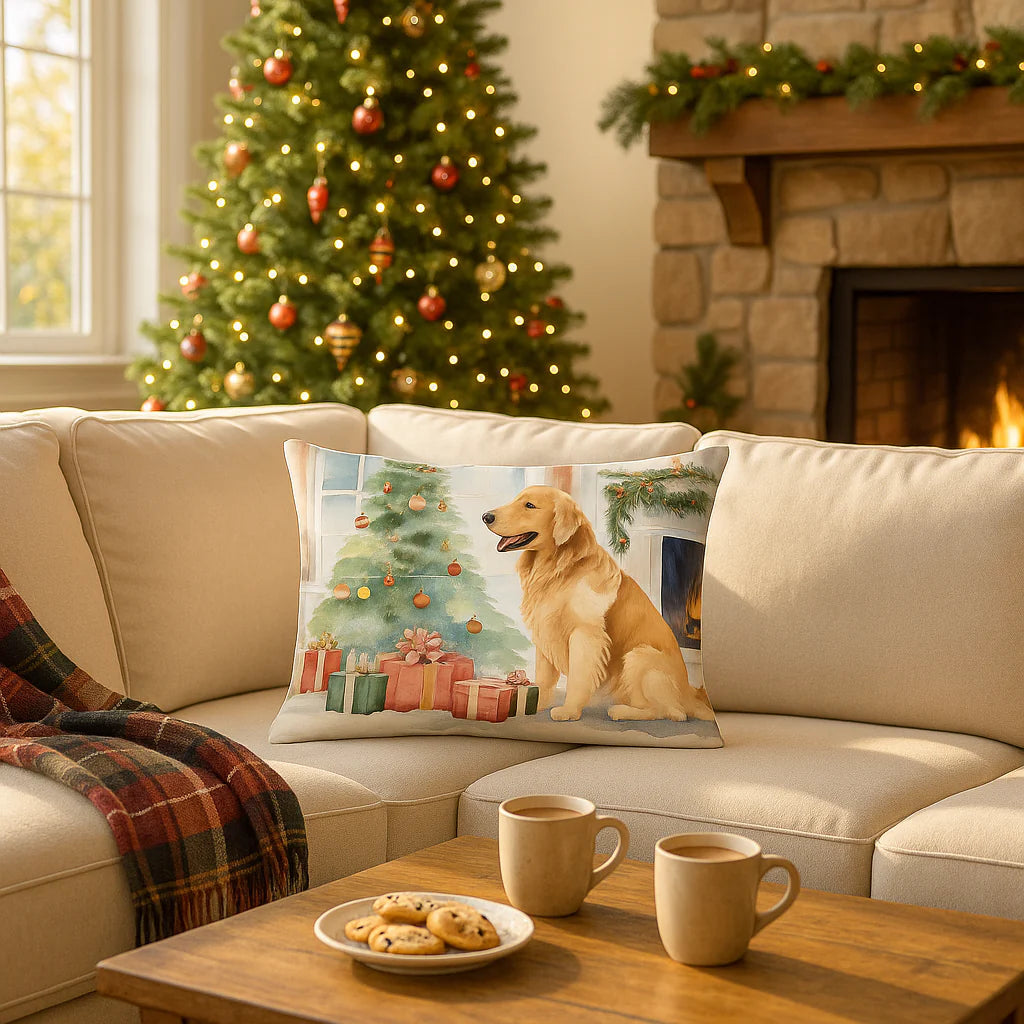Exclusive Cozy Christmas Golden Retriever Throw Pillow - Premium 26" x 12" Holiday Collection