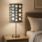 30" Grey/White Retro Table Lamp with Double Shade and Chrome Base