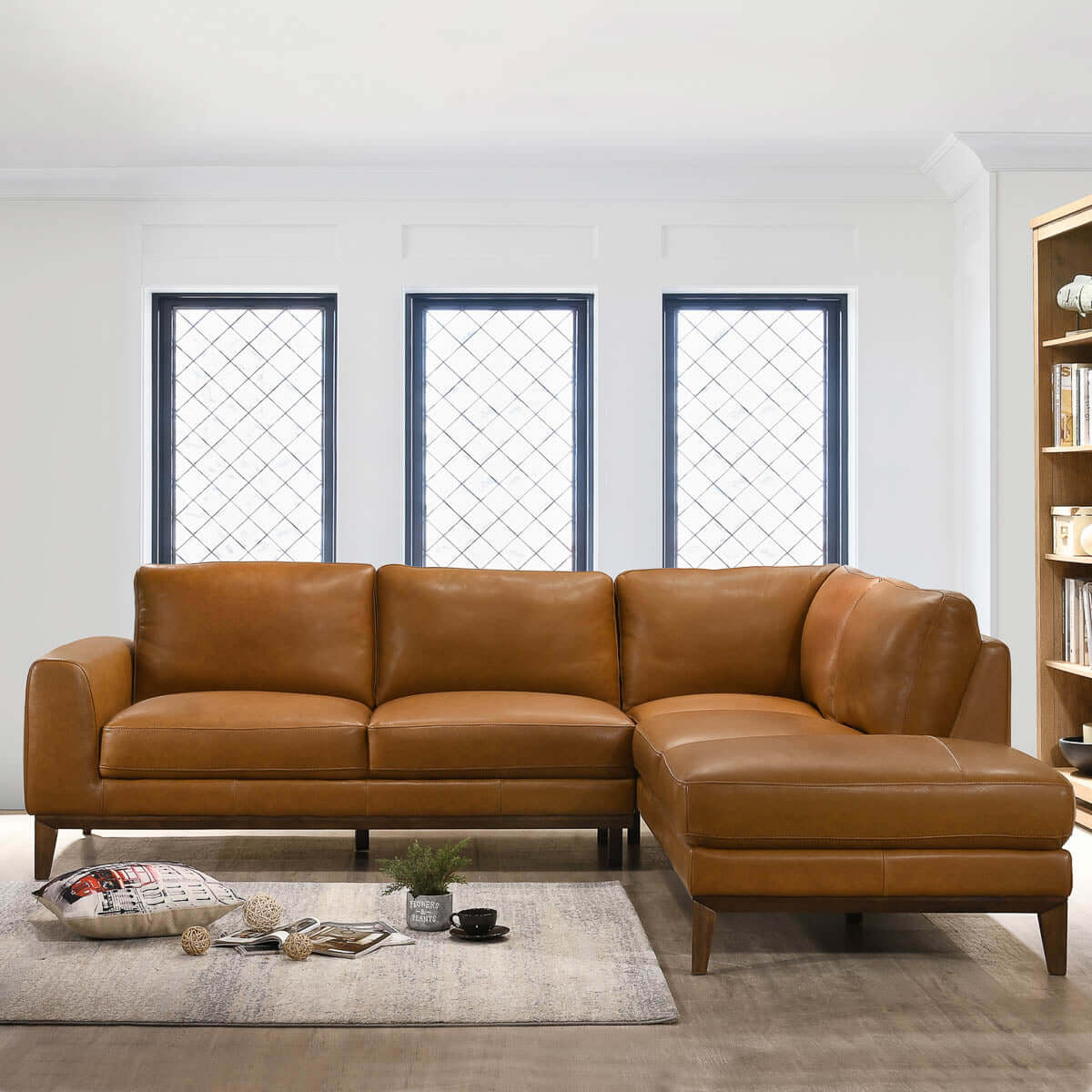 London Leather Sectional Sofa Right Facing