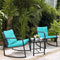 3-Piece Rocking Wicker Bistro Set, Patio Chairs & Glass Coffee Table, Blue