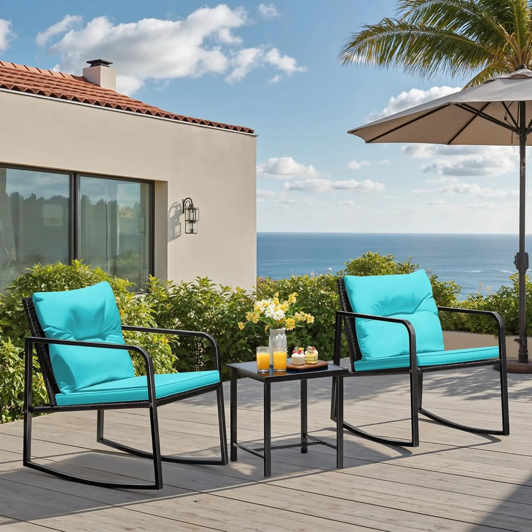 Rocking Wicker Bistro Set