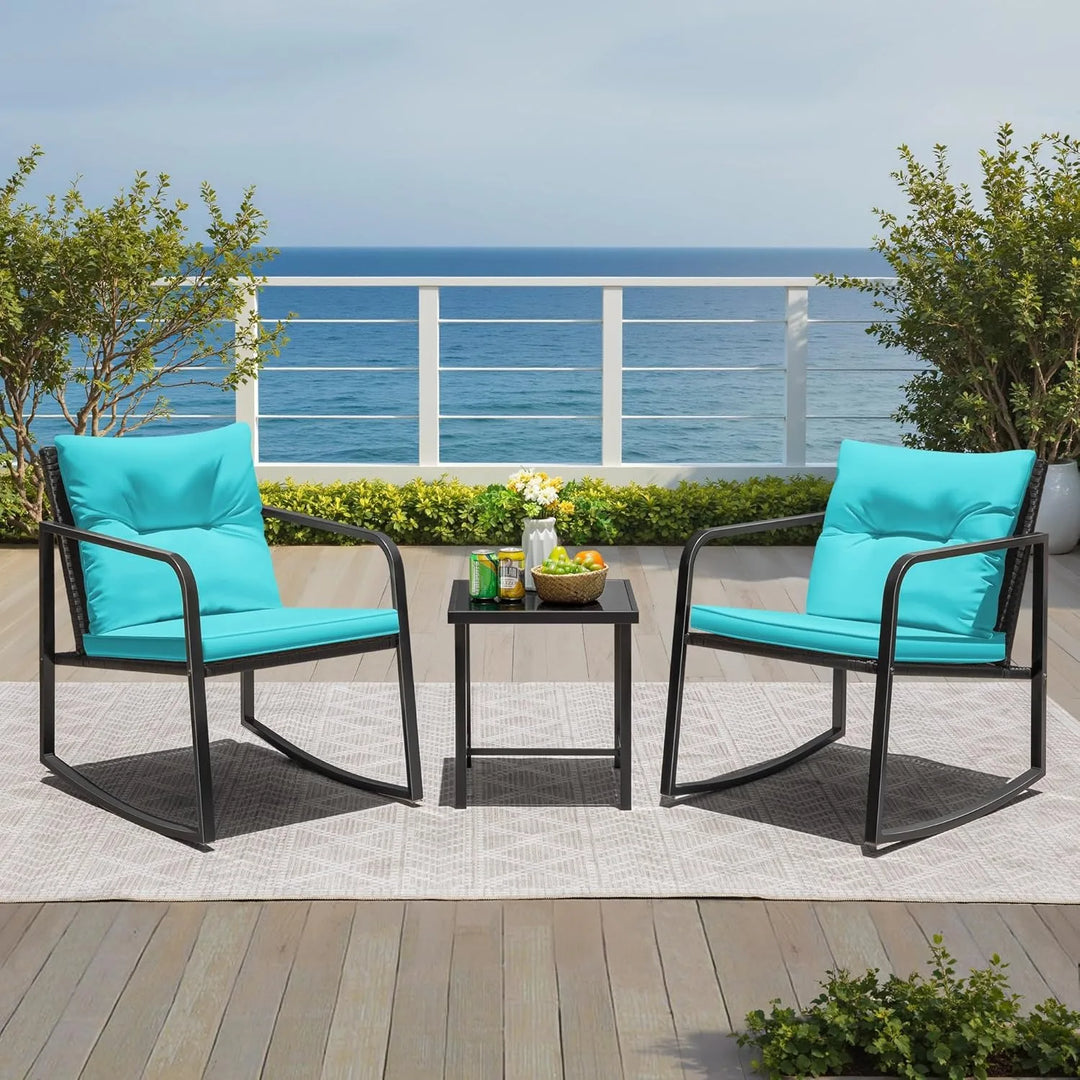 Rocking Wicker Bistro Set