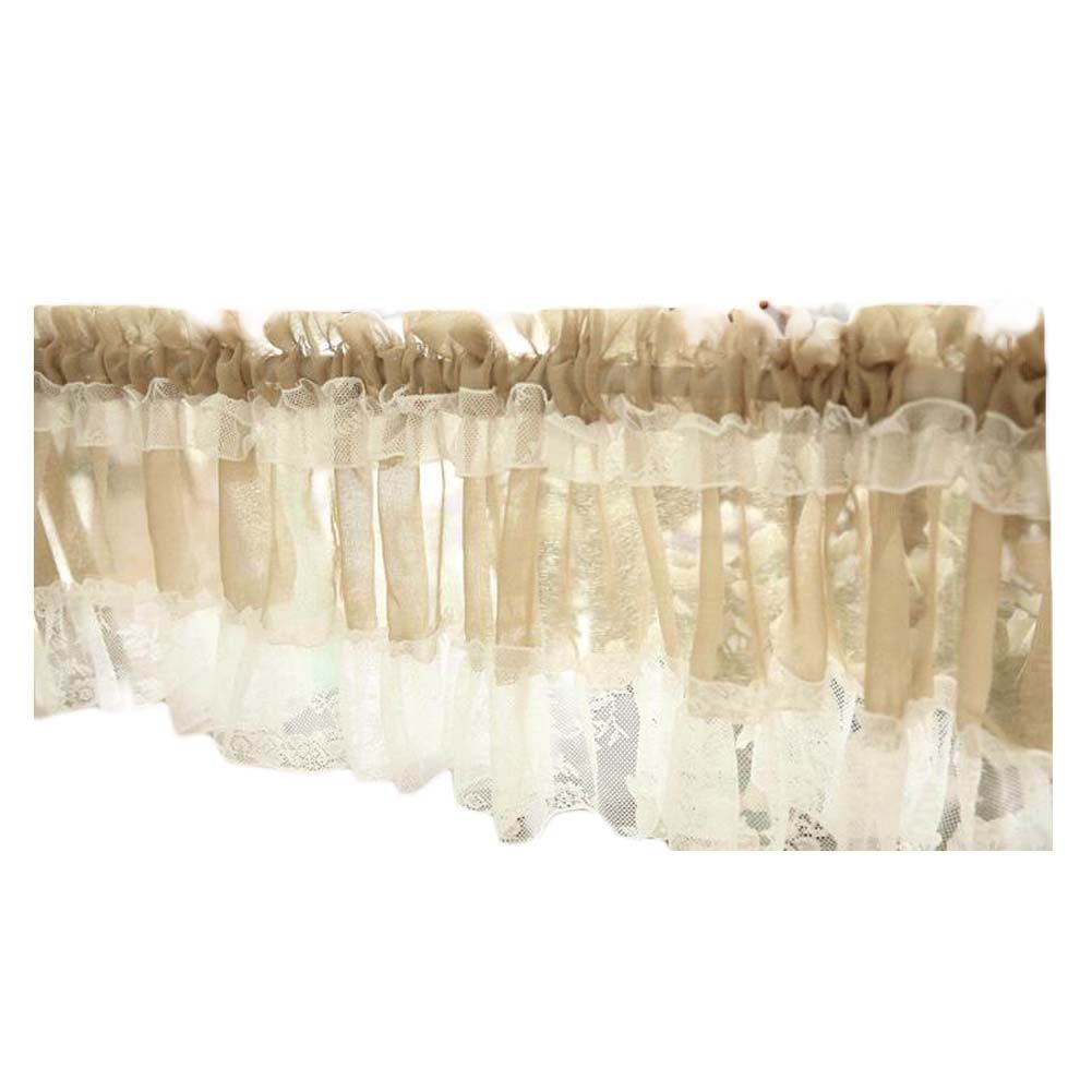 Rustic Brown & White Floral Lace Door Curtain 