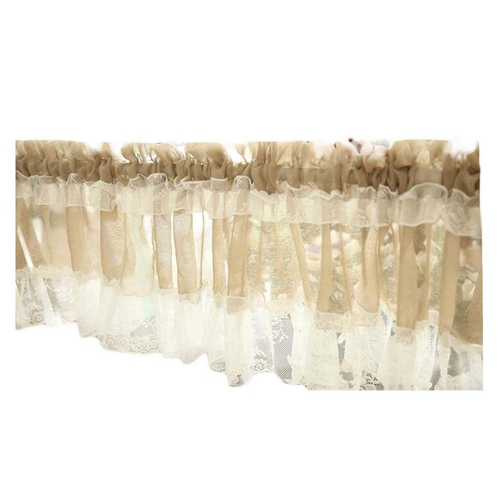 Rustic Brown & White Floral Lace Door Curtain 
