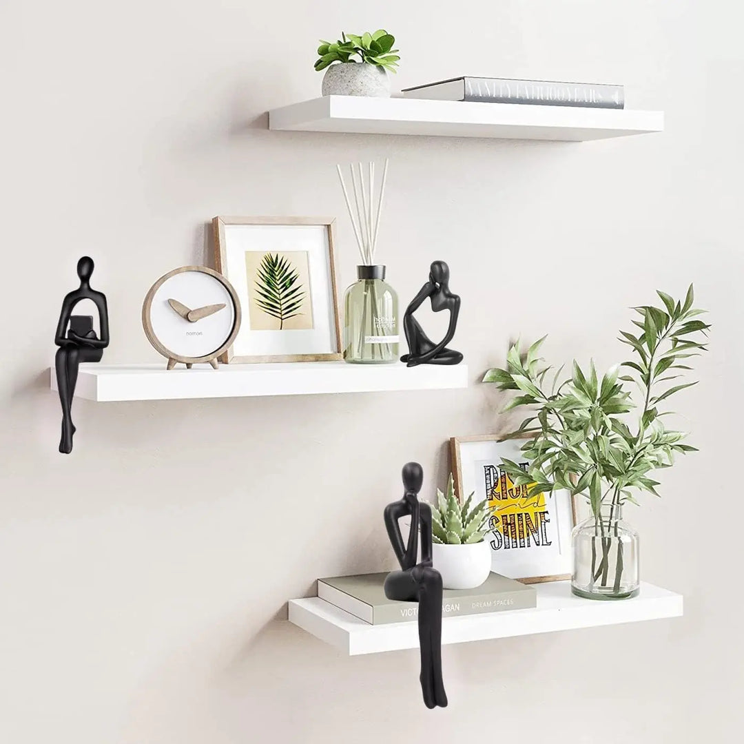 Home Decor Thinker Statue Accents, Set of 3 Thinker Sculptures Office Decor Modern Abstract  Decoration (Small Black)