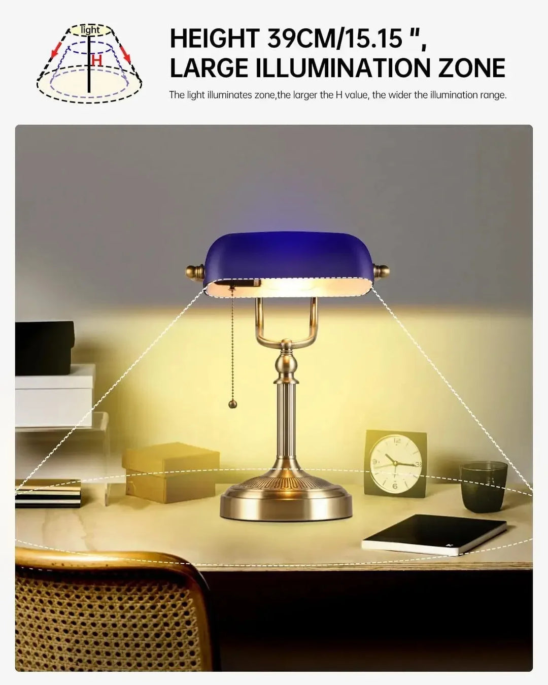 New plug-in table lamp Blue glass banker lamp with China switch E27/E26 living room bedroom bedside sofa library table lamp