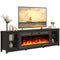 80" Fireplace TV Stand, 50 Inch Electric Fireplace & Modern Entertainment Center, TV Console with Adjustable Shelf & Glass Door