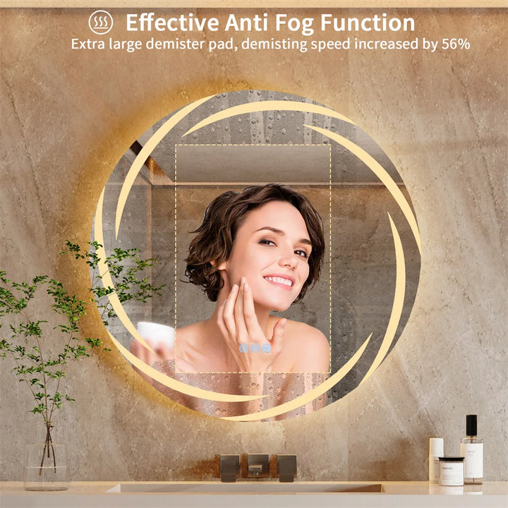 80 cm Round LED Backlit Bathroom Vanity Mirror – Anti-Fog, Touch Sensor | Trufairs