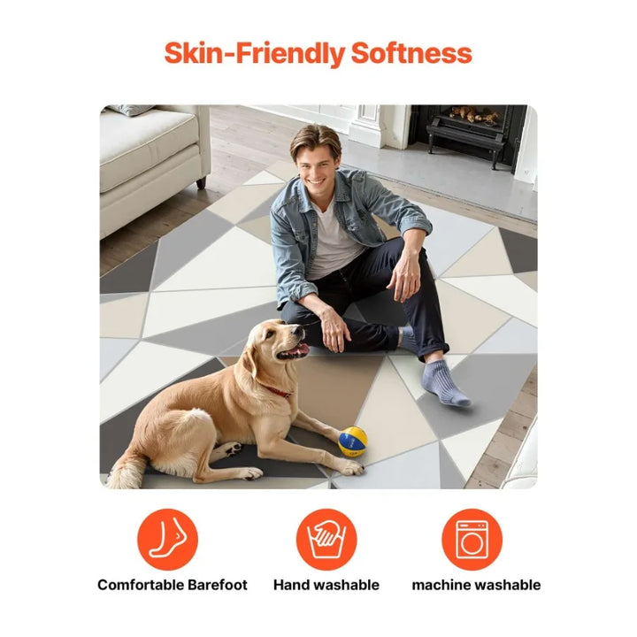 Large Area Rug 5 x 7 ft AntiSkid TearResistant Floor Mat Modern Charcoal Gray