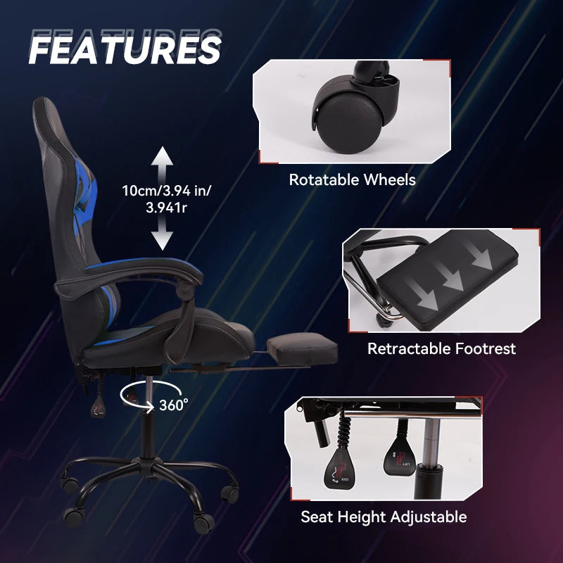 Nalupatio Ergonomic Office Chair, Leather E-Sports Chair,Gaming Chair, Rotatable Adjustable Headrest，For Offices Or Gaming Halls