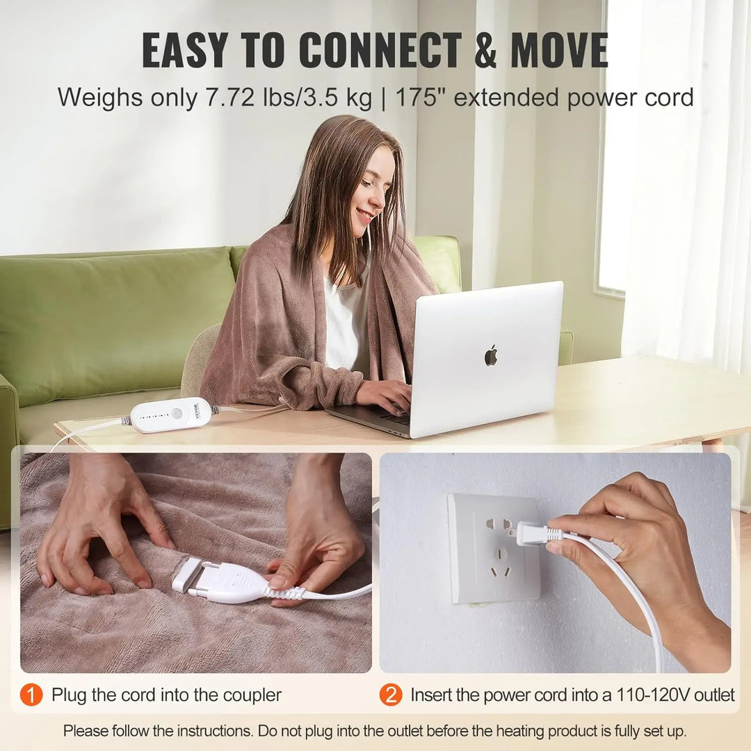 Heated Blanket Electric Throw, 84" x 90" Queen Size,Soft Flannel Heating Blanket with 10 Hours Timer Auto-off & 5 Heating Levels