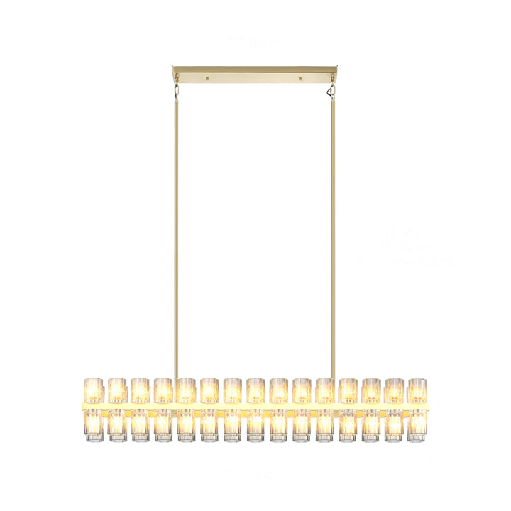 Crystal Gold Rectangular Chandelier for Dining Room, 54in Dining Room Chandelier over Table, Modern Chandelier