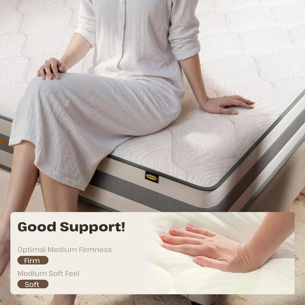 King Mattress,12 Inch Hybrid Memory Foam Medium Feel King Size Bed in a Box,Fiberglass Free,Individual Pocket Spring for Motion