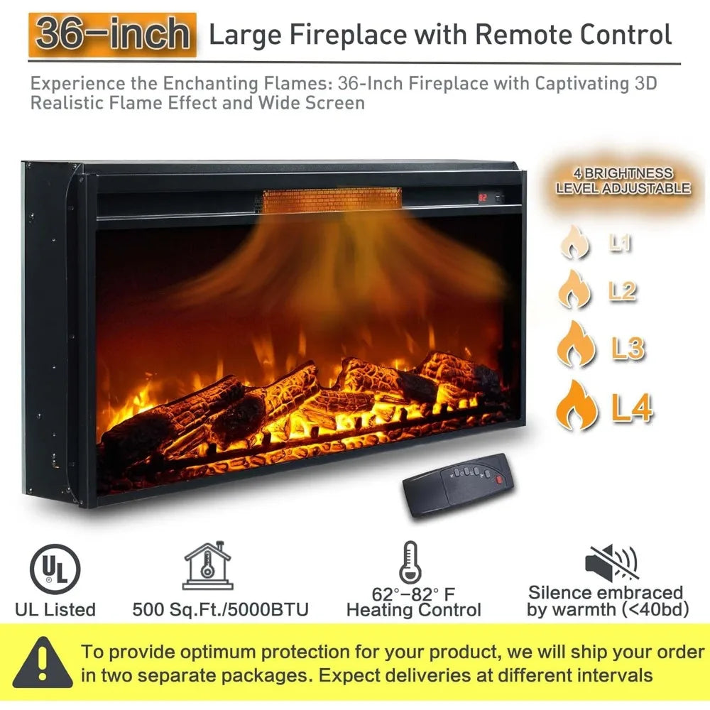 Farmhouse Fireplace TV Stand with 36" Electric Fireplace for 80 Inch TVs, 31" Tall Entertainment Center w/Drawer & Diamond Panel