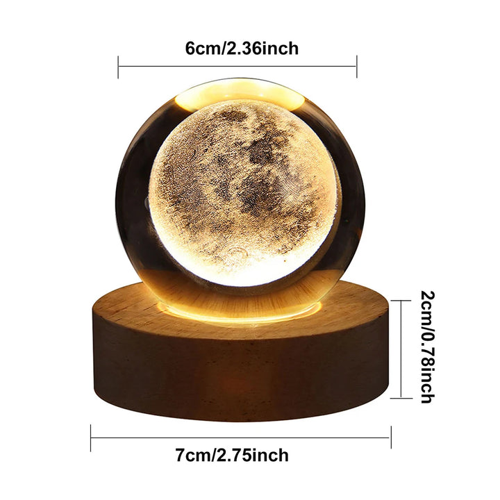 USB LED Night Light Galaxy Crystal Ball 3D Moon Planet Table Lamp Decor Bedroom Atmosphere Lamp for Birthday Kids Xmas Gifts