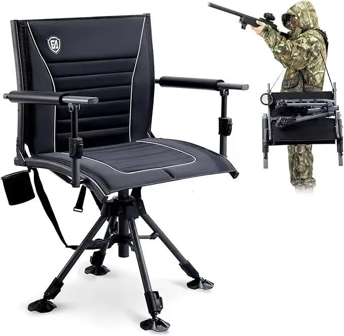 Customizable 360° Silent Swivel Hunting Chair for Blinds, Adjustable Folding Hunting Seats for Outdoor Activities, Fishing, Supp