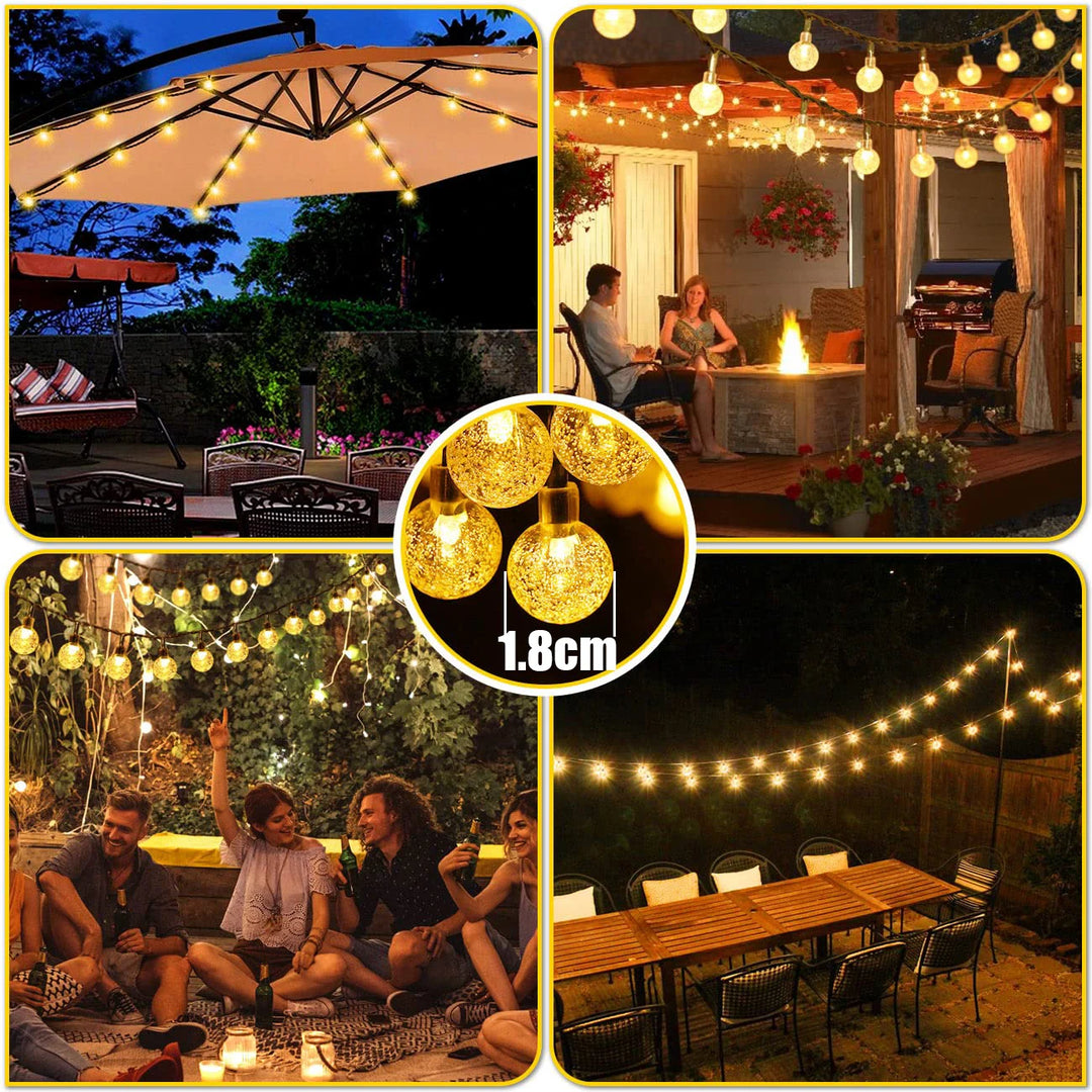 Solar Crystal Ball String Lights â€“ 4 Colors, 8 Modes Outdoor Garden & Balcony Accent | Eco-Friendly LED Decor | Trufairs
