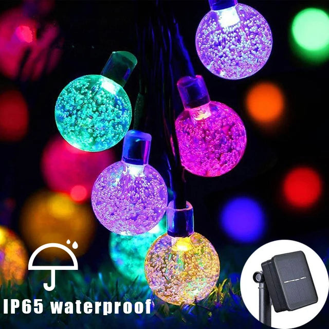 Solar Crystal Ball String Lights â€“ 4 Colors, 8 Modes Outdoor Garden & Balcony Accent | Eco-Friendly LED Decor | Trufairs