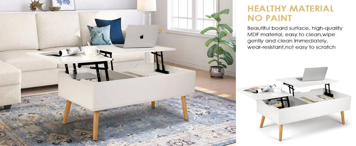 VOWNER Lift Top Coffee Table with Separate and Hidden Storage Compartment, Double Lift Table Top for Home Living Room