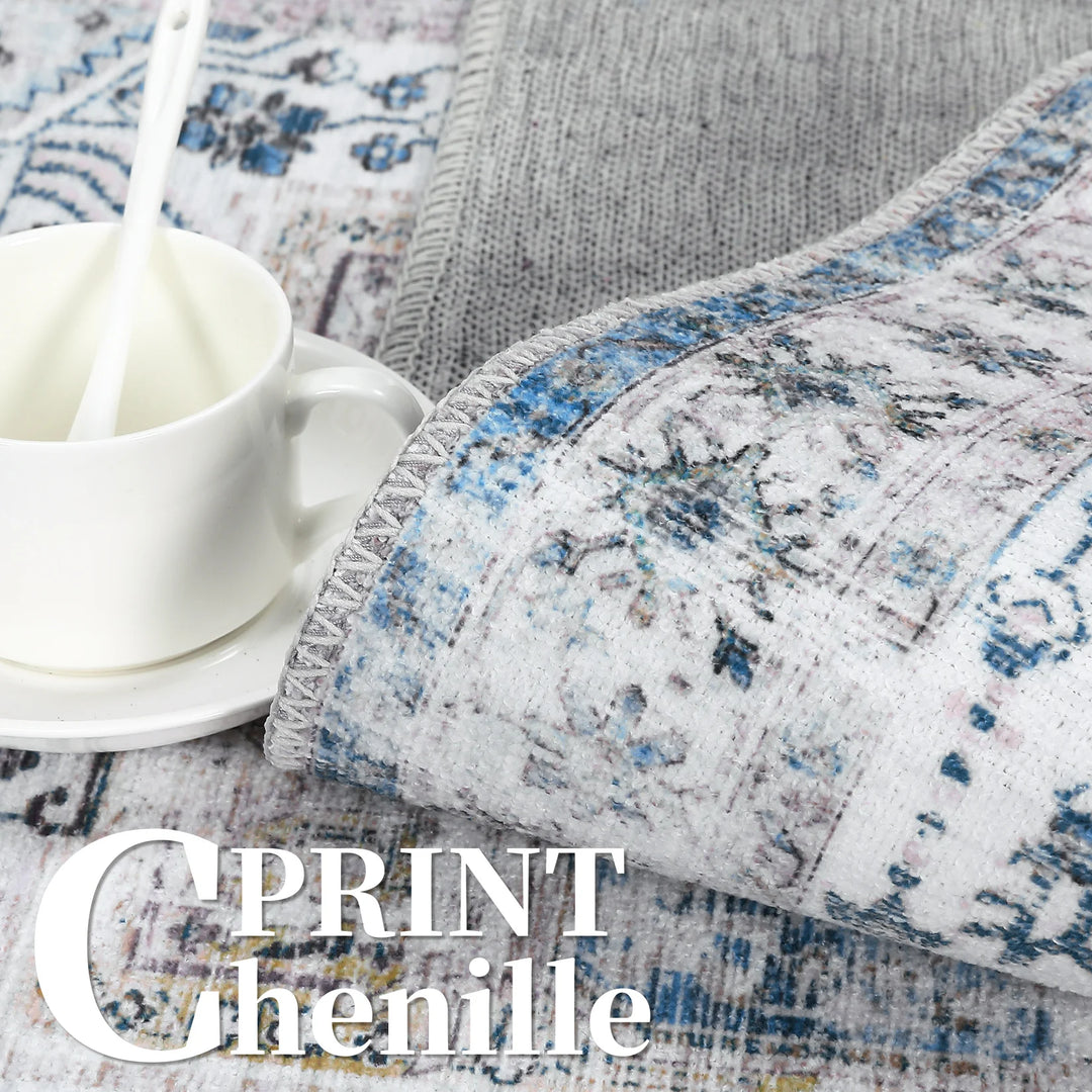 Large Area Rug Living Room Rug 10x13 Vintage Carpet Washable Area Rug Easy Cleaning Stain Resistant Indoor Carpet with Non-Slip