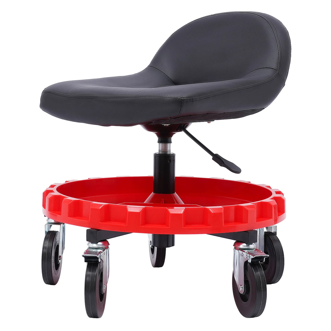 220 LBS Rolling Garage Stool Adjustable Height Mobile Rolling Gear Seat Round Tray Garage Pneumatic Stool